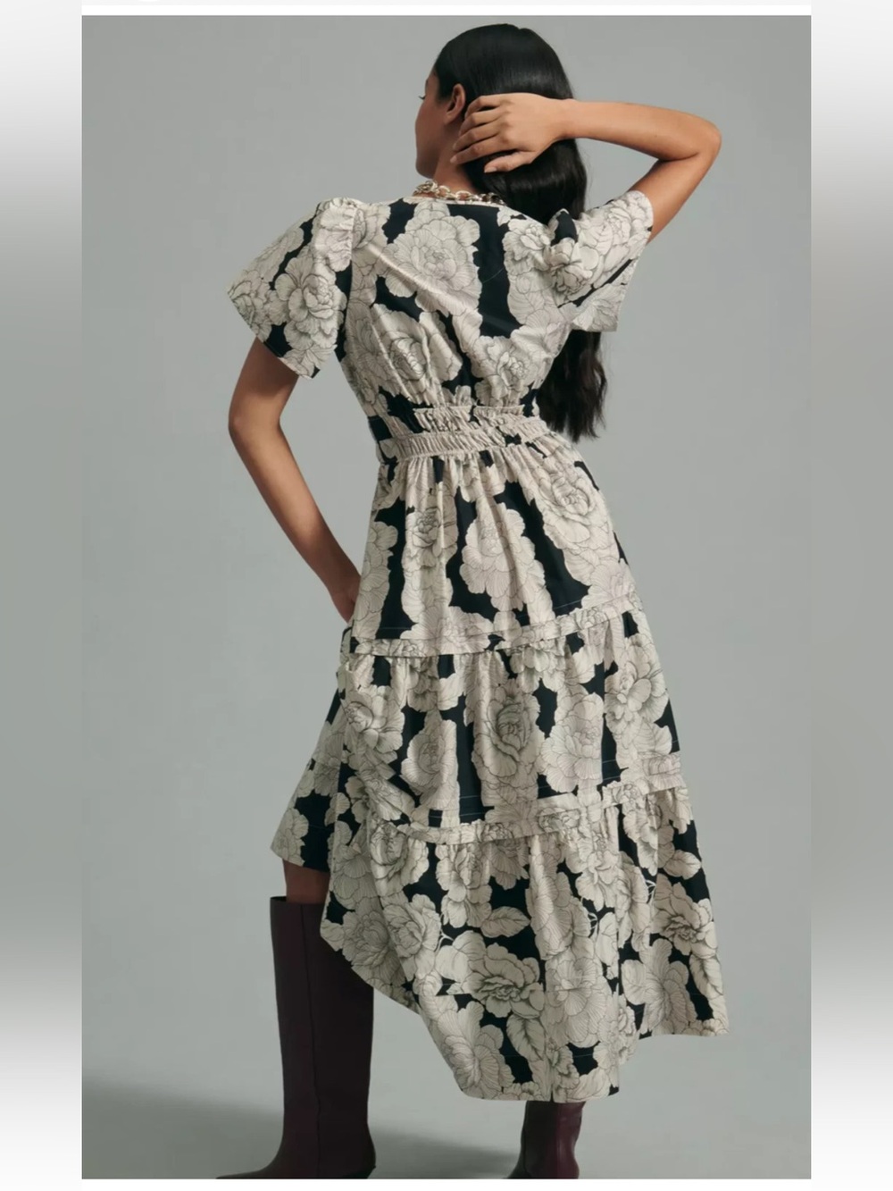 NWT Anthropologie The Somerset Maxi Dress White Rose Floral Peony L Large - Picture 3 of 13